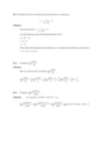 Solution Limits And Continuity Of Trigonometric Functions With