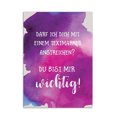 Postkarte Du Bist Mir Wichtig Textmarker Etsy De