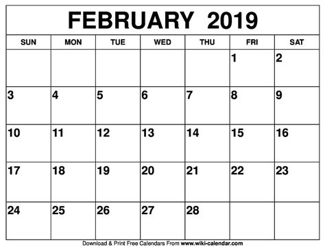 February 2019 Calendar | Printable calendar july, Free printable ...