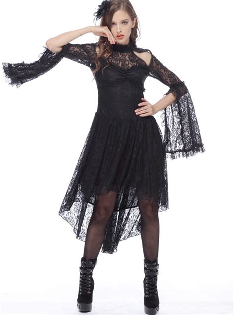 Gothic Black Lace Slim Sexy Long Sleeve Dress Magic Wardrobes