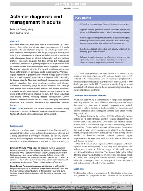 Asthma Diagnosis and Management in Adults | PDF