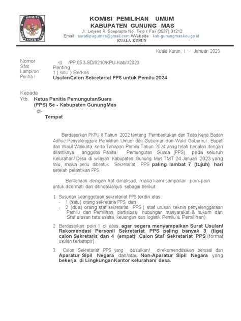 Surat Pembentukan Set Pps Pemilu 2024 Pdf