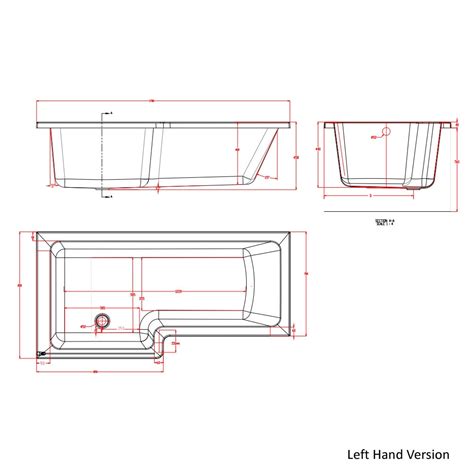 Eastbrook Beaufort Portland 1700 X 850mm L Shape Shower Bath