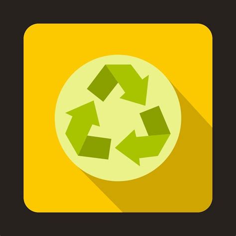 Premium Vector Recycle Symbol Icon In Flat Style On A Yellow