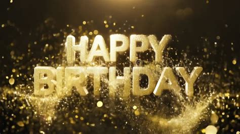 Sparkling Birthday Animation With Glittering Gold Text Stock Video