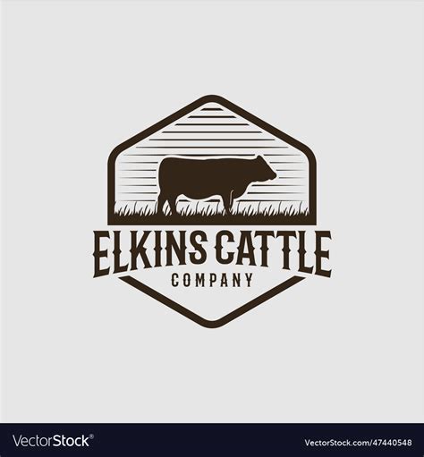 Retro vintage cattle beef emblem label logo desi Vector Image