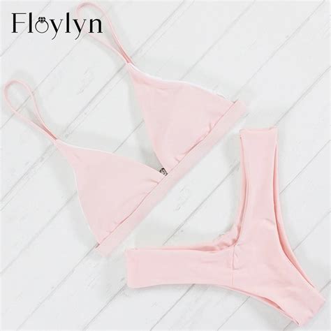 Aliexpress Buy Floylyn New Sexy Pink Solid Bikini Costumi Da