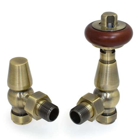 Traditional Style Thermostatic Trv Lockshield Angled Radiator Valves