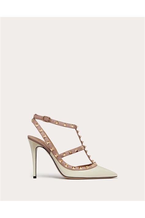 Valentino Garavani Patent Rockstud Caged Pump Mm Natural