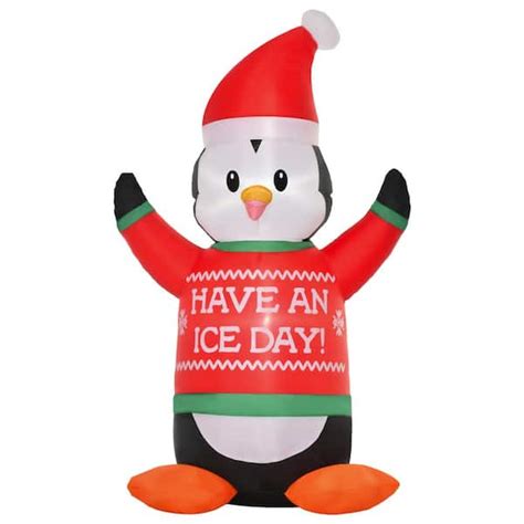 Homcom 6 1 Ft Outdoor Christmas Inflatable Decoration With Led Penguin