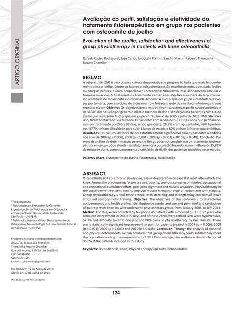 Pdf Avalia O Do Perfil Satisfa O E Efetividade Do Tratamento