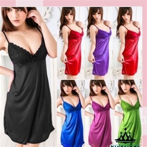 Jual Lingery BAJU TIDUR WANITA LINGERIE SEXY BAHAN SATIN TANPA LENGAN MODEL MINI DASTER SEKSI