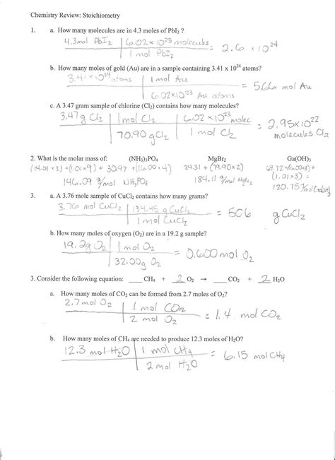 Mole Stoichiometry Worksheet 15 Chemistry Mole Worksheet W