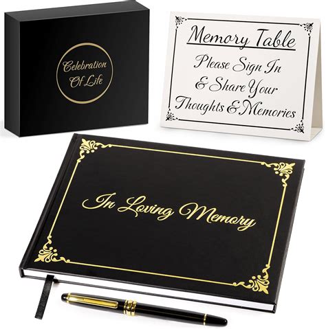 Elegant Funeral Guest Book For Memorial Service Hardcover Memorial