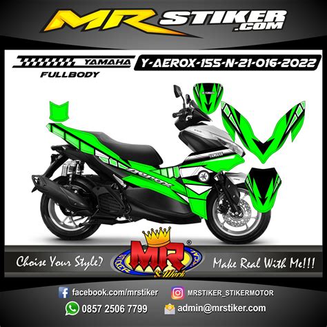 Stiker Motor Decal Yamaha Aerox New Green Sporty Tech Line