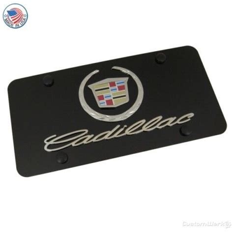 Buy Cadillac New Chrome Logo Name Black License Plate In Naperville