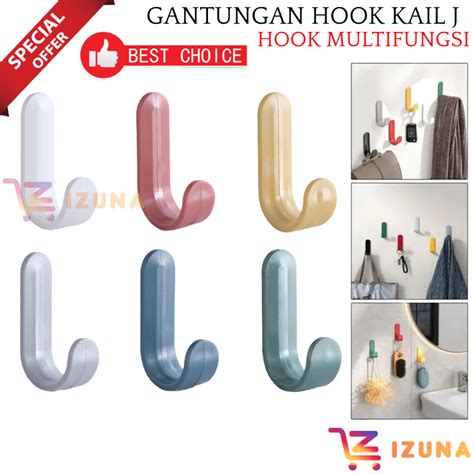 Jual IZUNA B001 GANTUNGAN HOOK KAIL TEMPEL PLASTIK J HOOK