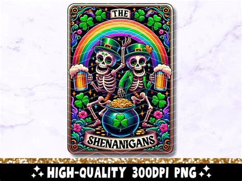 The Shenanigans Funny Tarot Card Png Skeleton St Patricks Sublimation