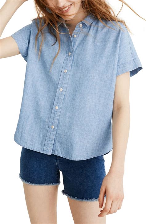 Madewell Cropped Button Down Chambray Shirt Nordstrom