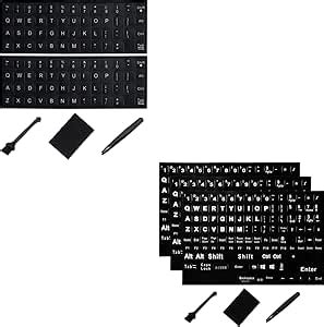 Amazon Full Size Big English Keyboard Sticker White Letter Black