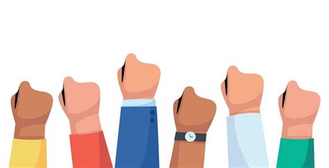 Group Of Fists Raised Up In Air Vector Illustration Vector Art