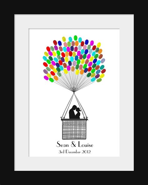 Fingerprint Hot Air Balloon Wedding Alternative Guest Book Kit