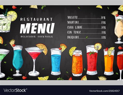 Alcohol Drinks Menu Bar Brochure Template Vector Image