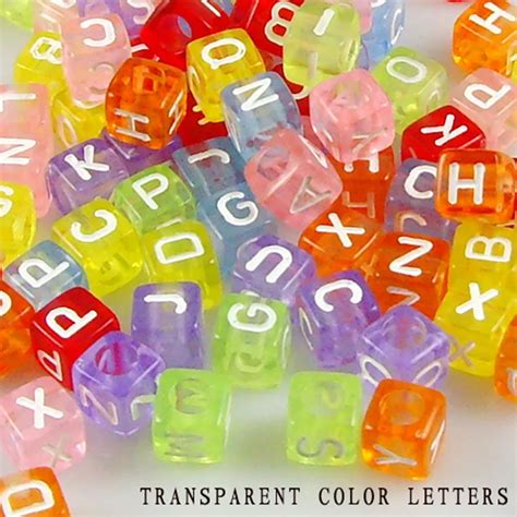 Pcs Square Transparent Color Mixed Alphabet Letter Acrylic Spacer