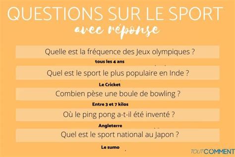 120 QUESTIONS sur le SPORT avec RÉPONSES