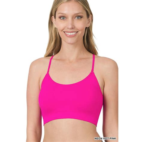 Zenana Women And Plus Cross Back Padded Seamless Bralette Sports Bras