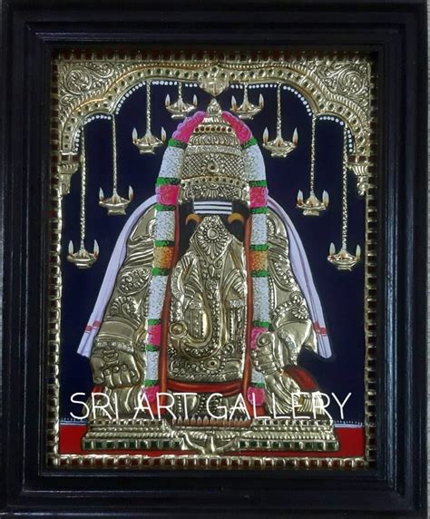 Teak Wood Frame Tamil Karpaga Vinayagar Tanjore Painting Size 12 14