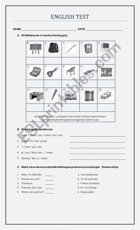 English Test ESL Worksheet By Aydalucy