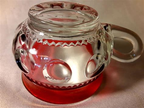 Set Of 4 Vintage Tiffin Kings Crown Ruby Red Thumbprint Cup And 6 Saucer Sets Usa 4579337996