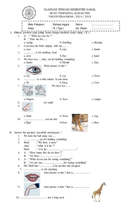 Bahasa Inggris Sd Kelas 1 Semester 2 Bahasa Inggris Kelas 1 3 Lks Bahasa Inggris Sd Mi