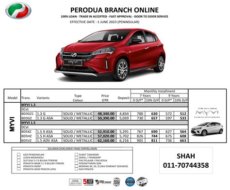 Harga Kereta Perodua Myvi Perodua Branch Online