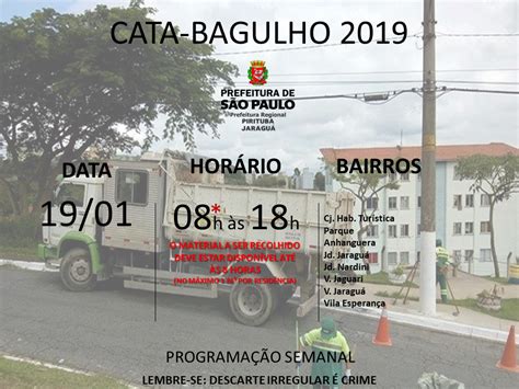 Cata Bagulho 2019 Subprefeitura Pirituba Jaraguá Prefeitura da