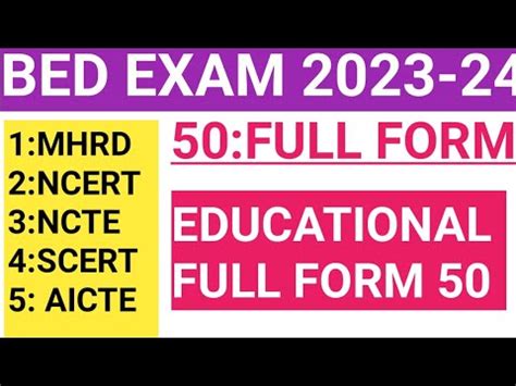 Educational Full Form Bed Otet Osstet Cht Jt Exam Aicte Niepa