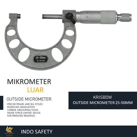 Jual MIKROMETER LUAR OUTSIDE MICROMETER 25 50mm 0 01mm KRISBOW Shopee