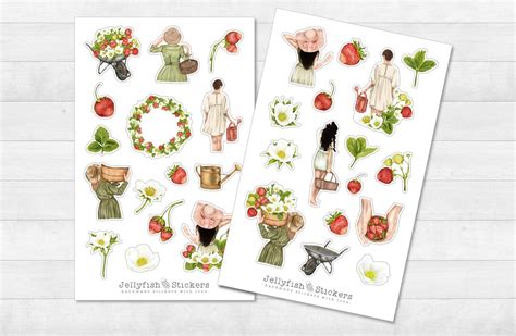 Erdbeeren Sticker Set Journal Sticker Planer Sticker Aufkleber