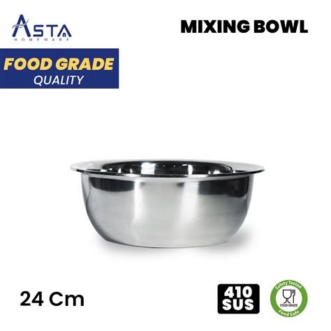 Asta Mixing Bowl Baskom Wadah Makanan Stainless Steel 24 Cm Asta Homeware