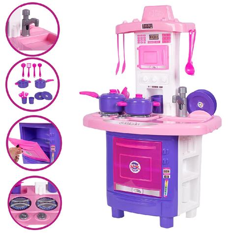 Kit Cozinha Infantil Completa Fogãozinho Geladeira Menina Desconto