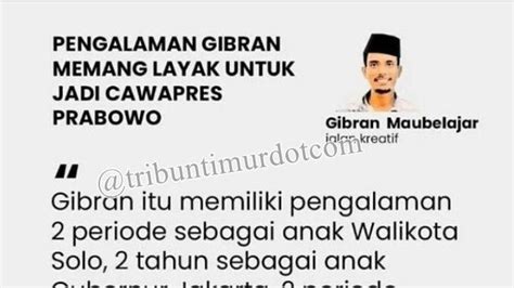 VIRAL Meme Pengalaman Gibran: 2 Tahun sebagai Anak Gubernur, 2 Periode ...