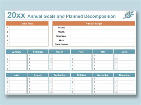 Excel Of Annual Goals And Planxlsx Wps Free Templates