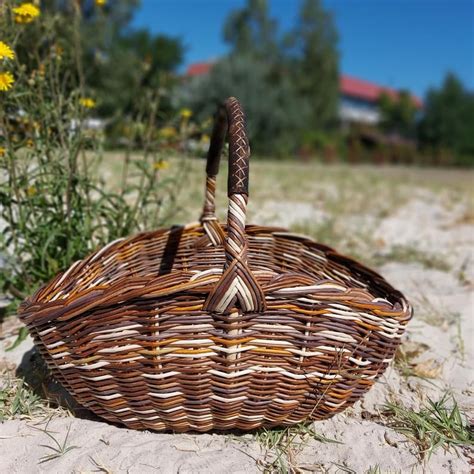 Cesta de mimbre ovalada marrón Cesta de picnic Cesta para Etsy