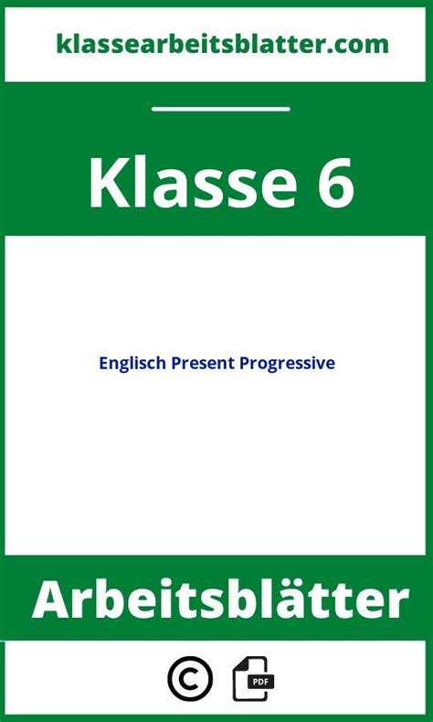 Arbeitsbl Tter Englisch Klasse Present Progressive