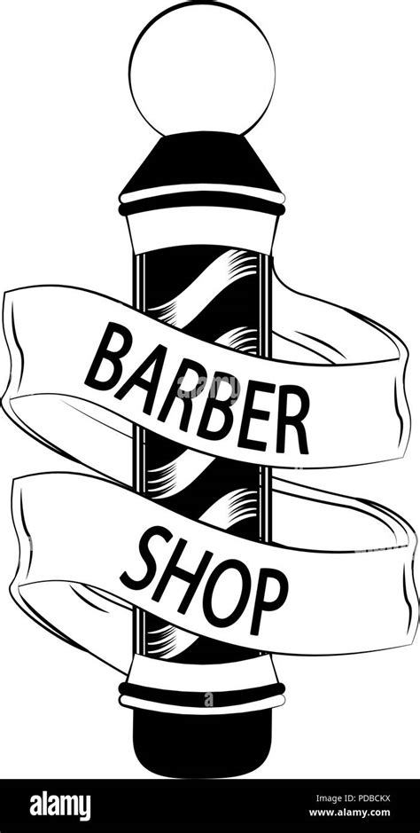 Barbershop sign with ribbon banner in black and white Stock Vector ...