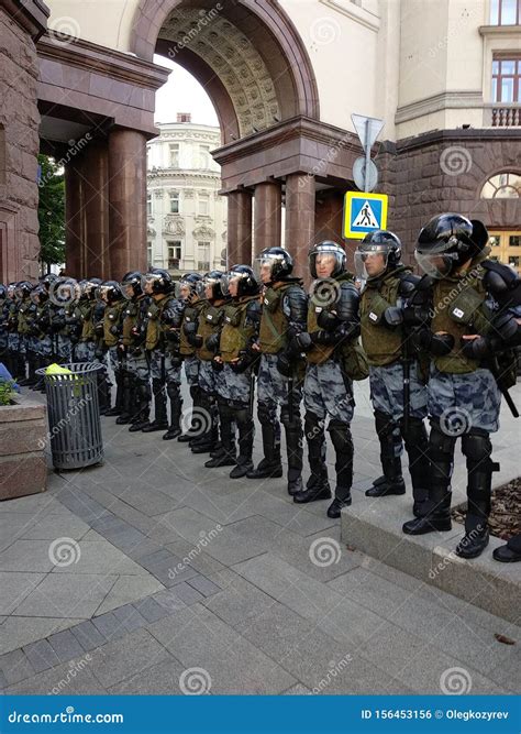 Moscow Russia July 27 2019 Riot Police At An Opposition Protest