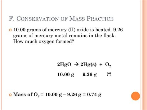 F Law Of Conservation Of Mass Ppt Download