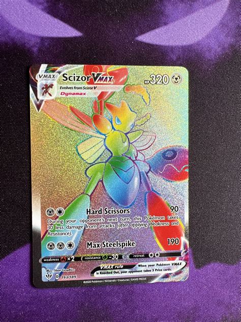 Scizor VMAX 193 189 Darkness Ablaze Rainbow Secret Rare Holo Pokemon