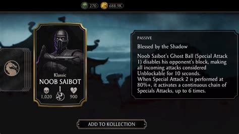 Klassic Noob Saibot Pack Opening Leveling Up Special Attacks 1 And 2